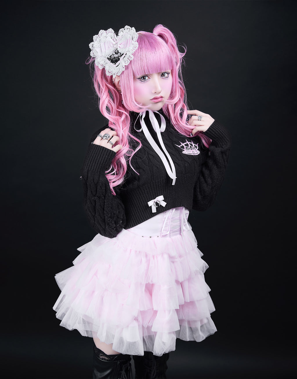 AVENCHUMU Studded corset tutu skirt