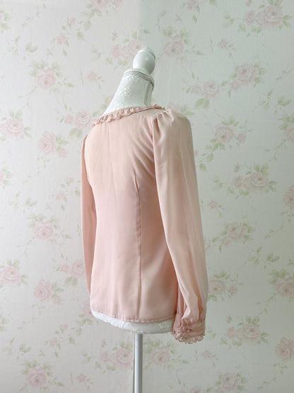 L’EST ROSE Ruffled Blouse (Pink Beige)