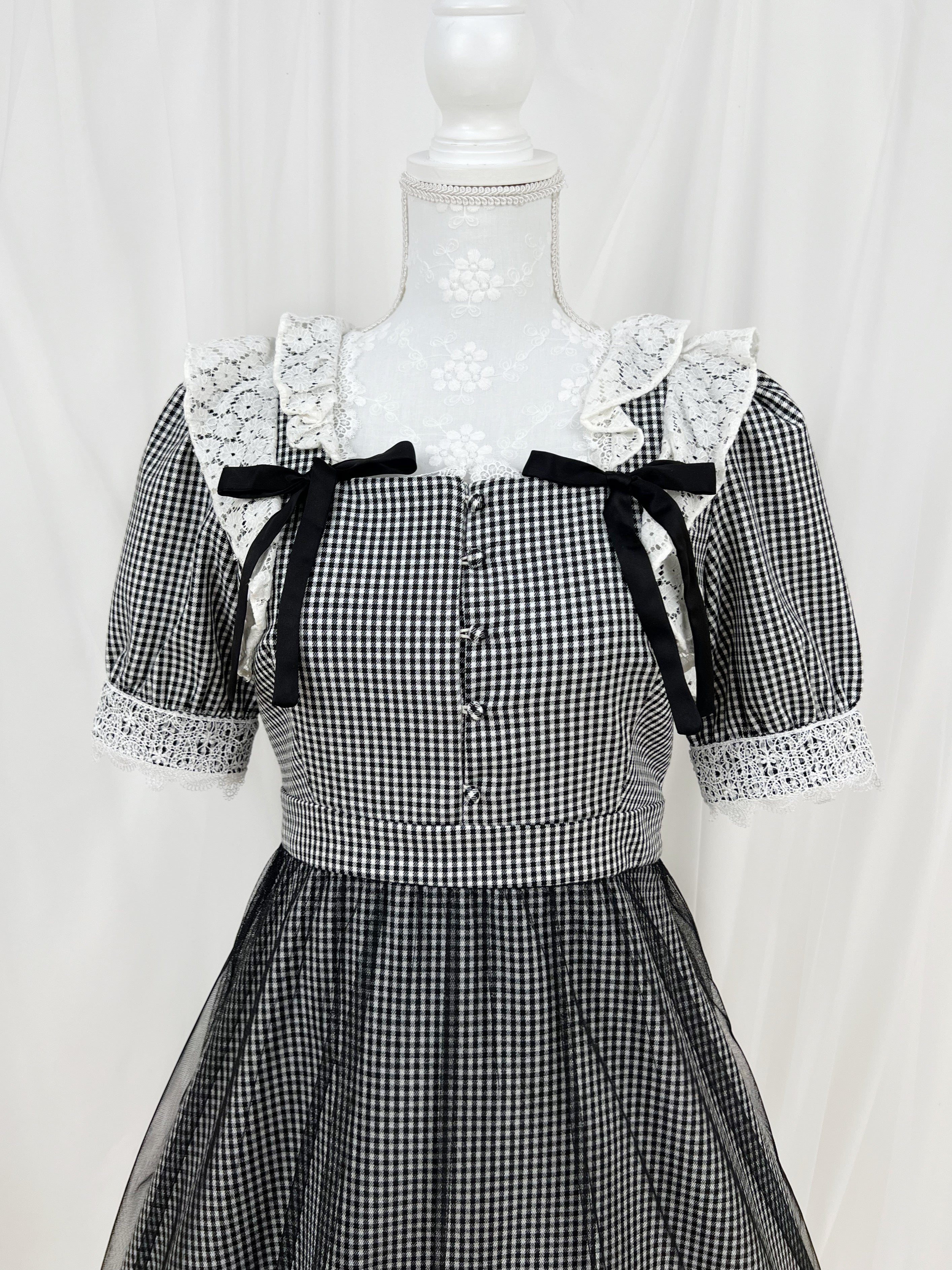 BUBBLES Side Ribbon Checked Dress