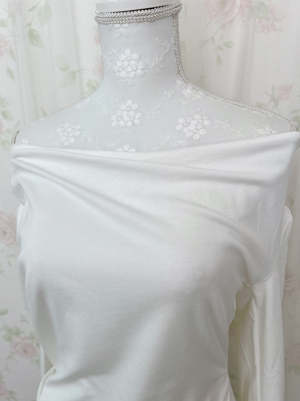 One Shoulder Drape Tulle Hem Top(White)