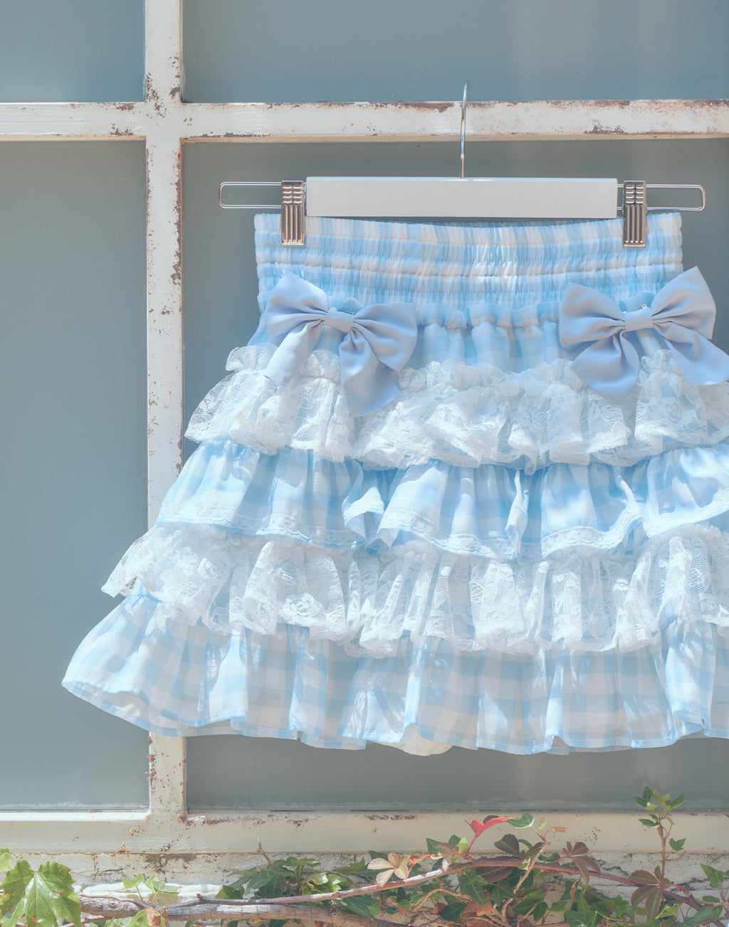 (Pre-order) mellfy memory Milky gingham tutu skirt pants