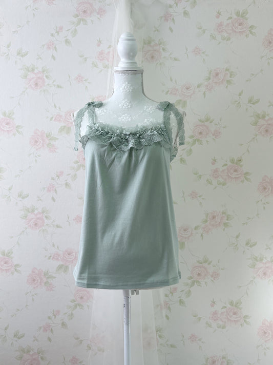 axes femme Lace Bow Camisole (Mint Green)