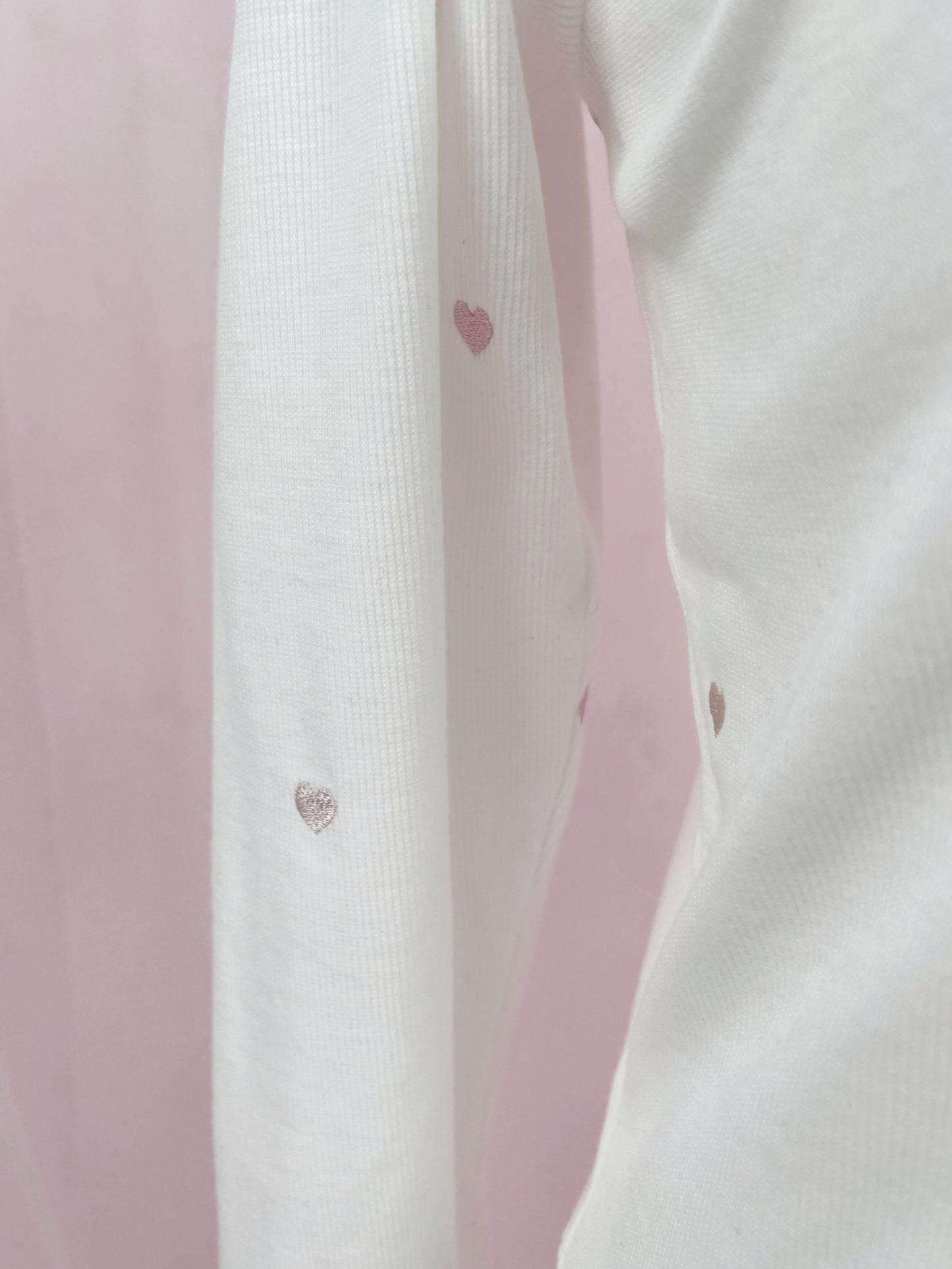 Heart Embroidery Long Sleeved Top (White)