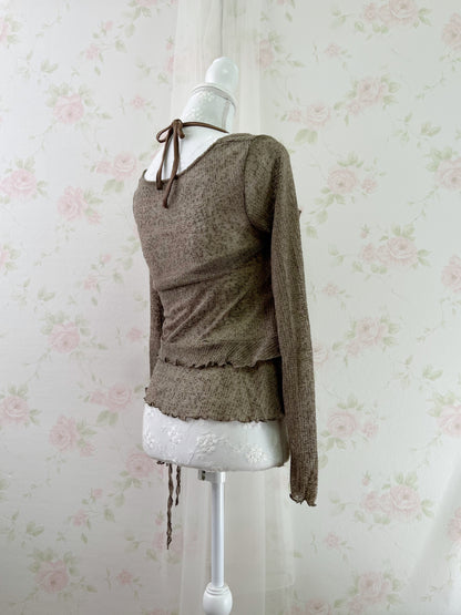 GRL Y2K Layered Halter Neck Top( Milk Tea Beige)