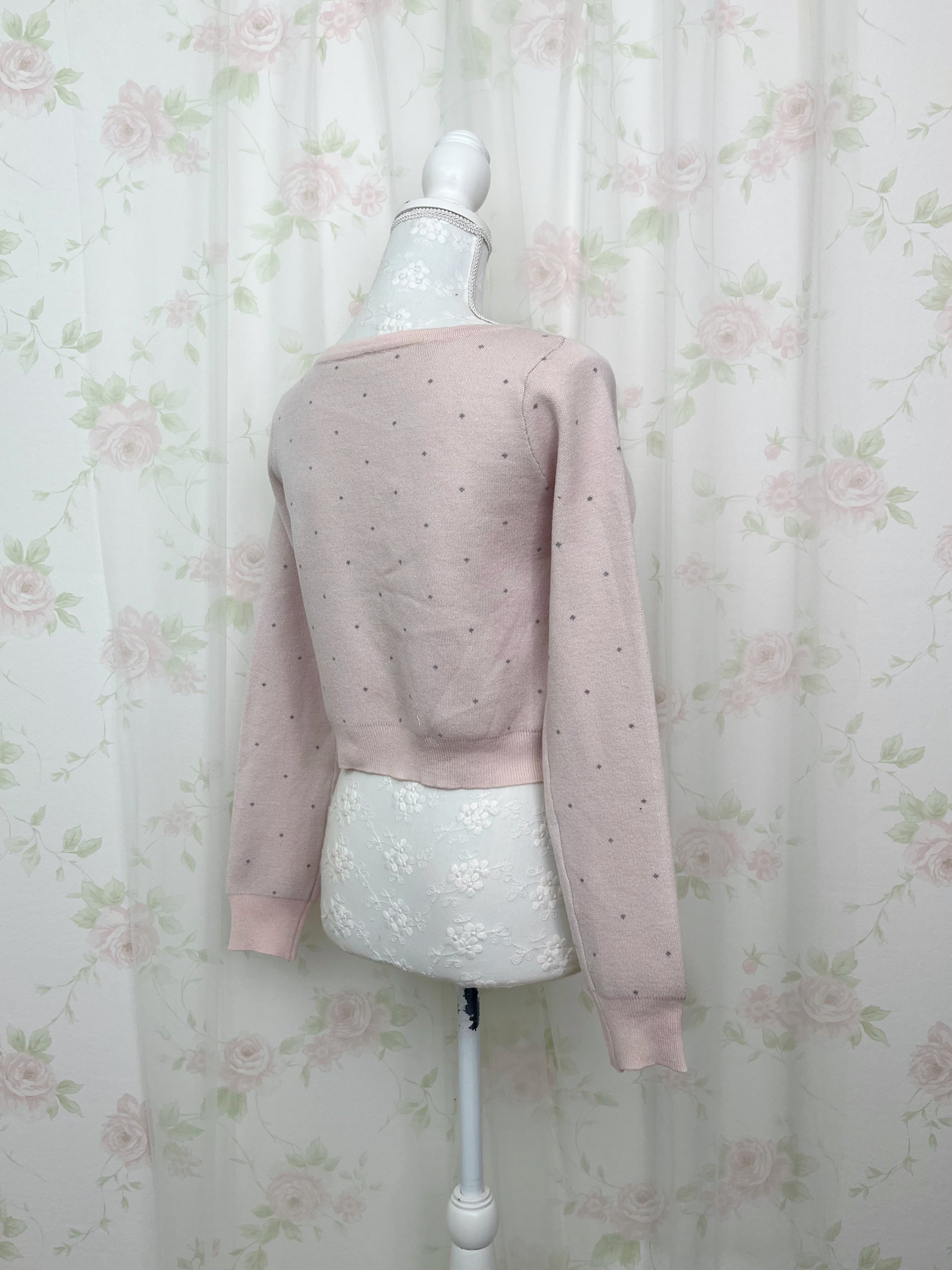 Petite Polka Dot Shoujo Cardigan (Pink)