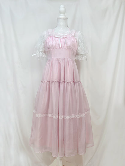 Lovely Tency Lace Sleeve Halter Neck Blouse (Pink)