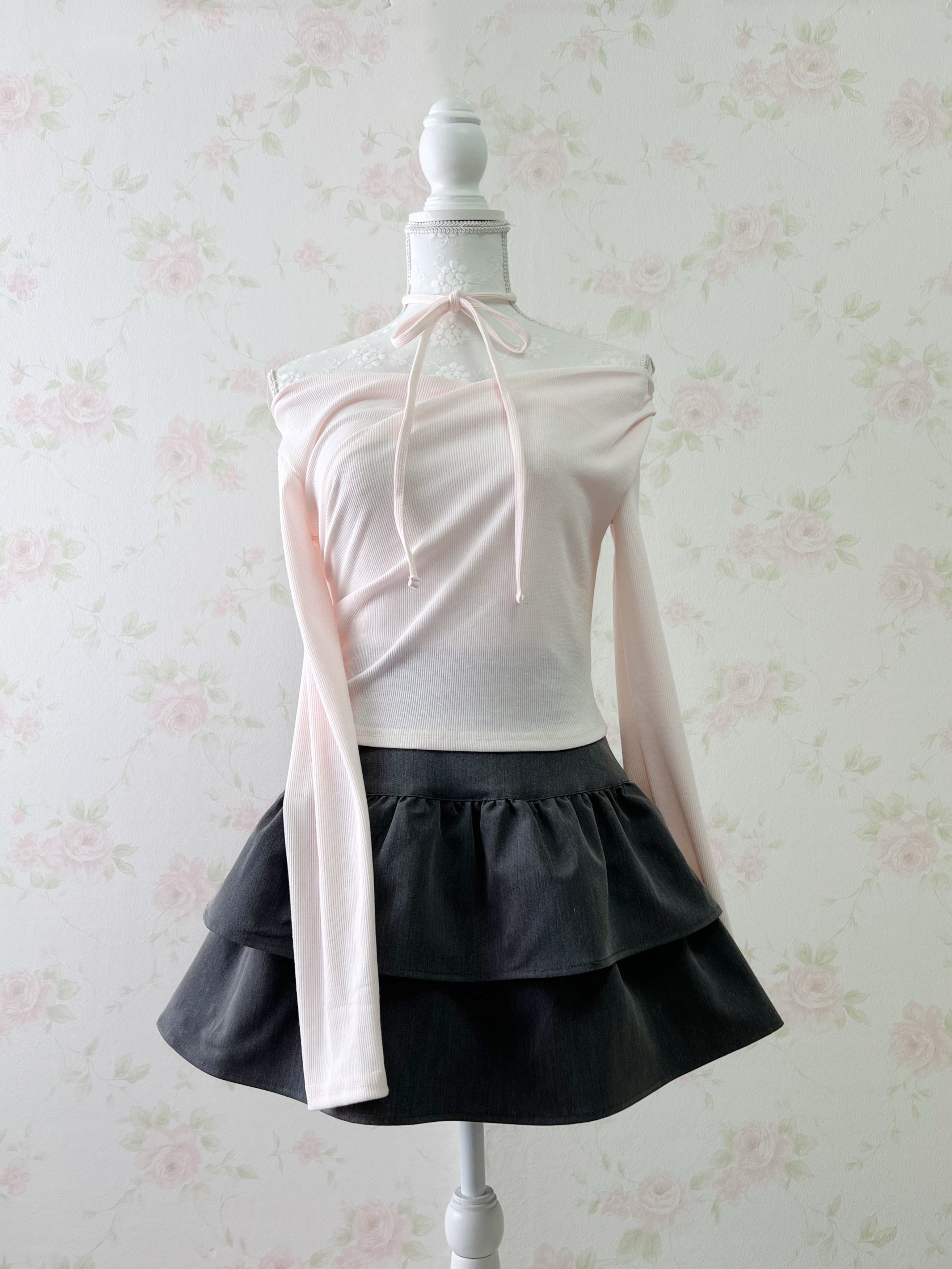 Side String Tie Drape Top (Baby Pink)