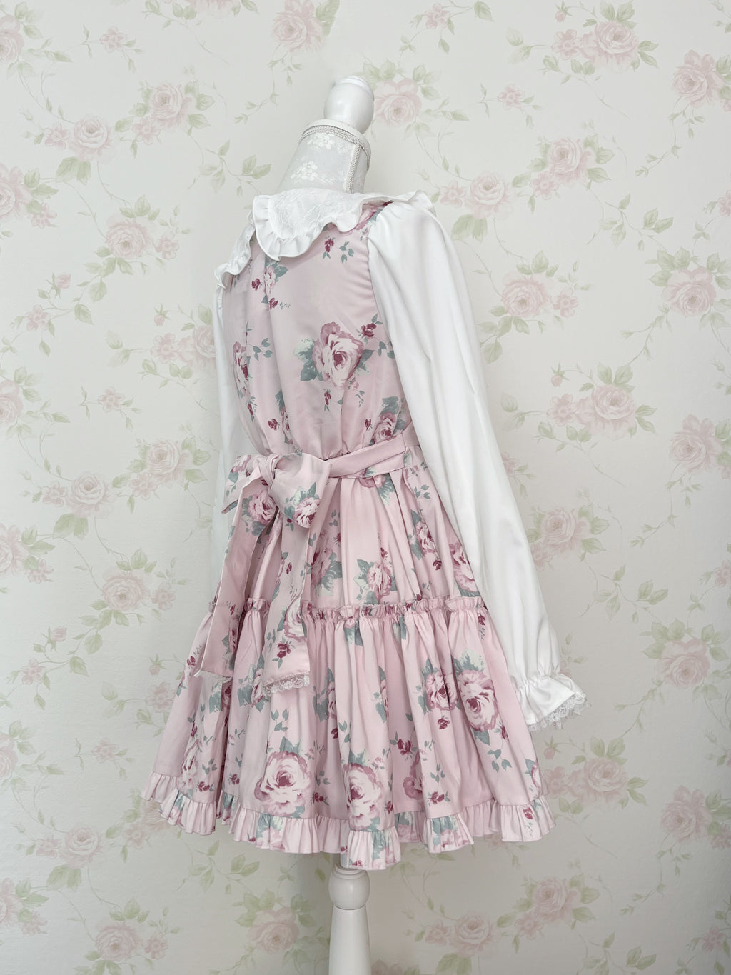 majoretty Floral Lace Collar Dress (Pink)