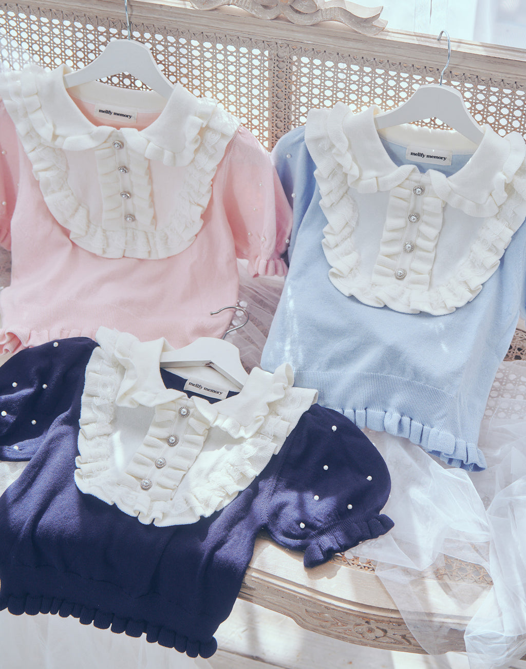 mellfy memory Dolly frill knit tops