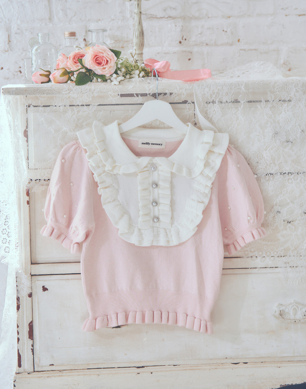 mellfy memory Dolly frill knit tops