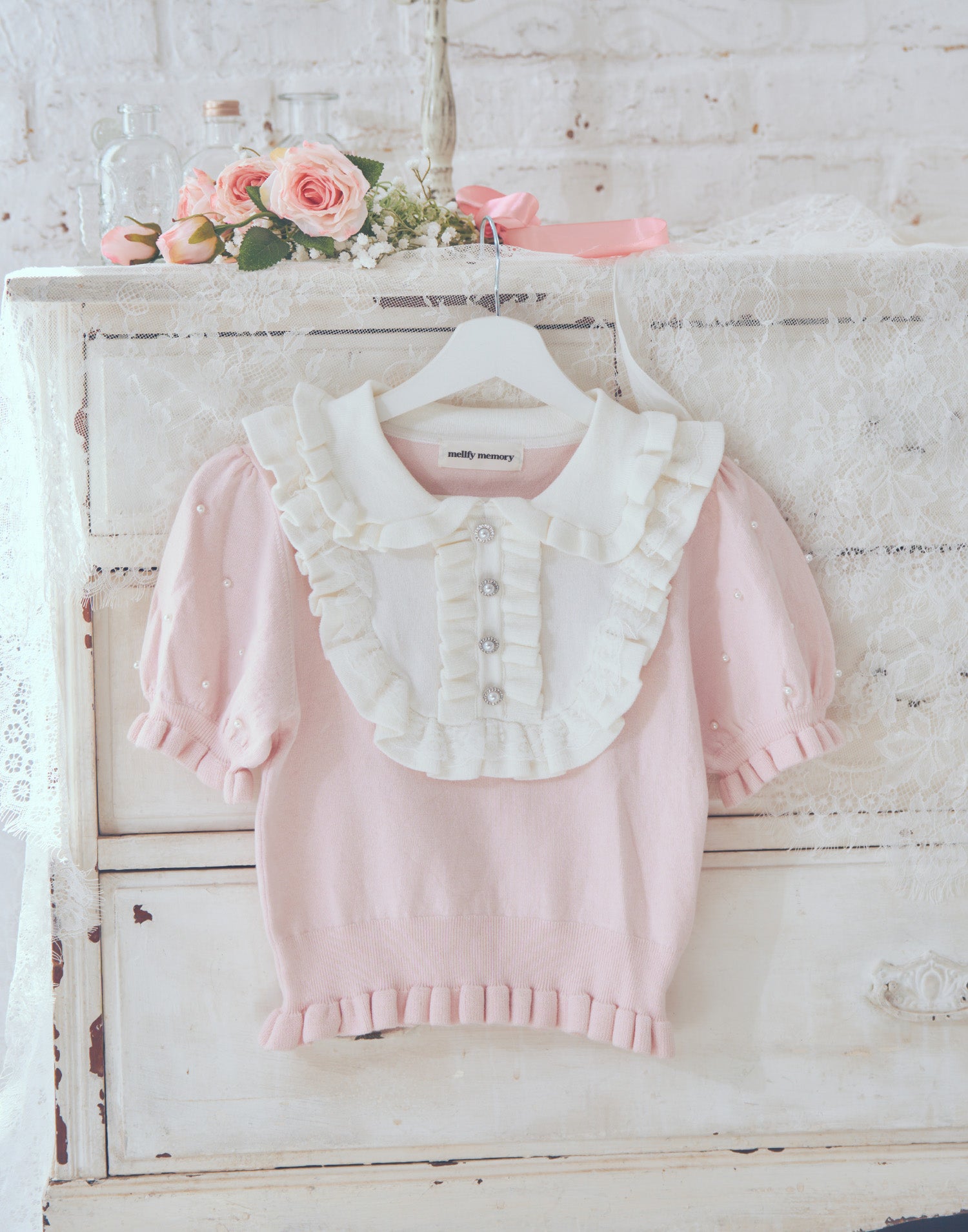 mellfy memory Dolly frill knit tops
