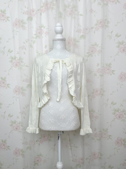 Cherry Ruffled Cardigan (Ivory)