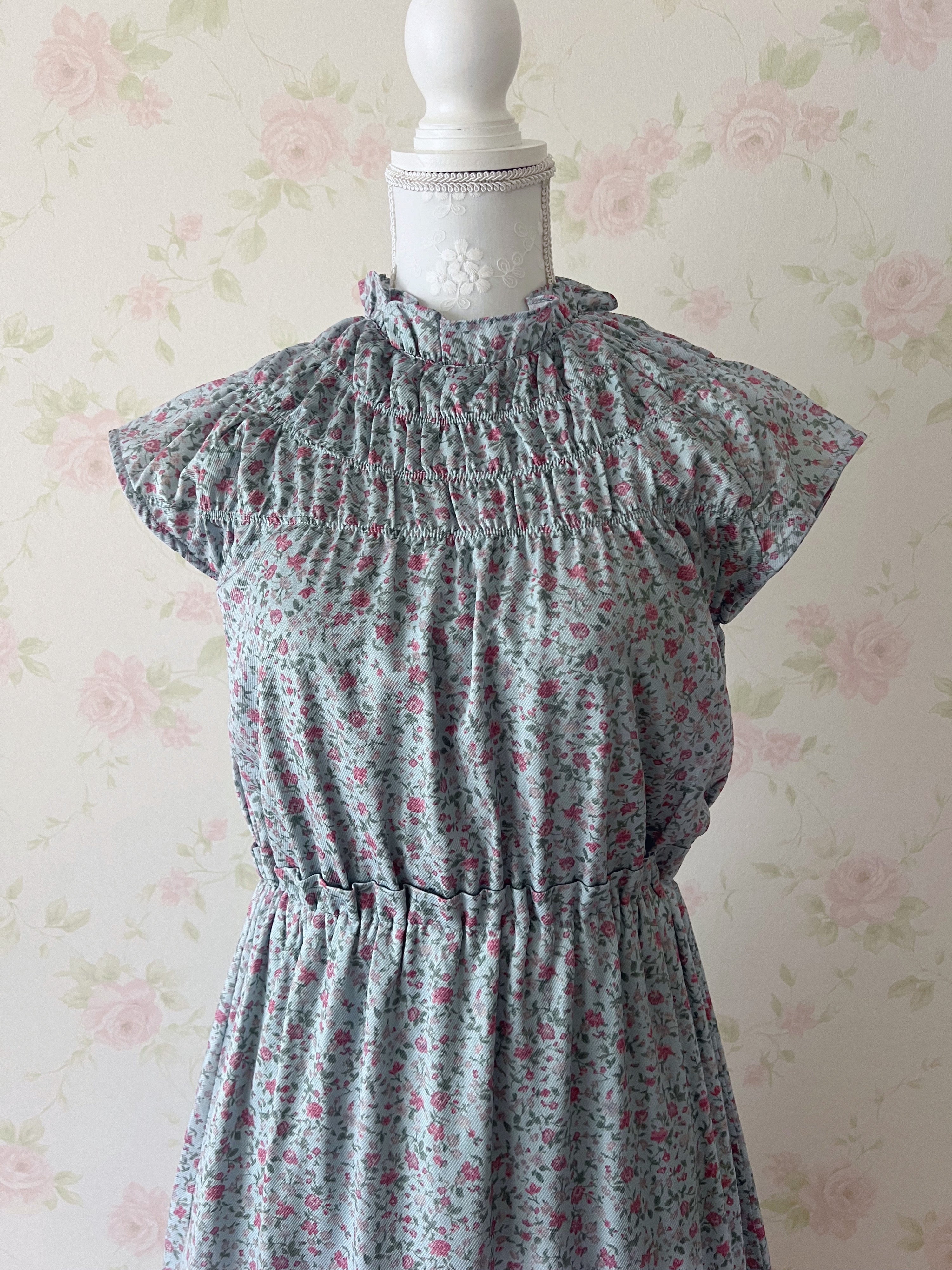 axes femme Petite Floral Long Dress (Blue)