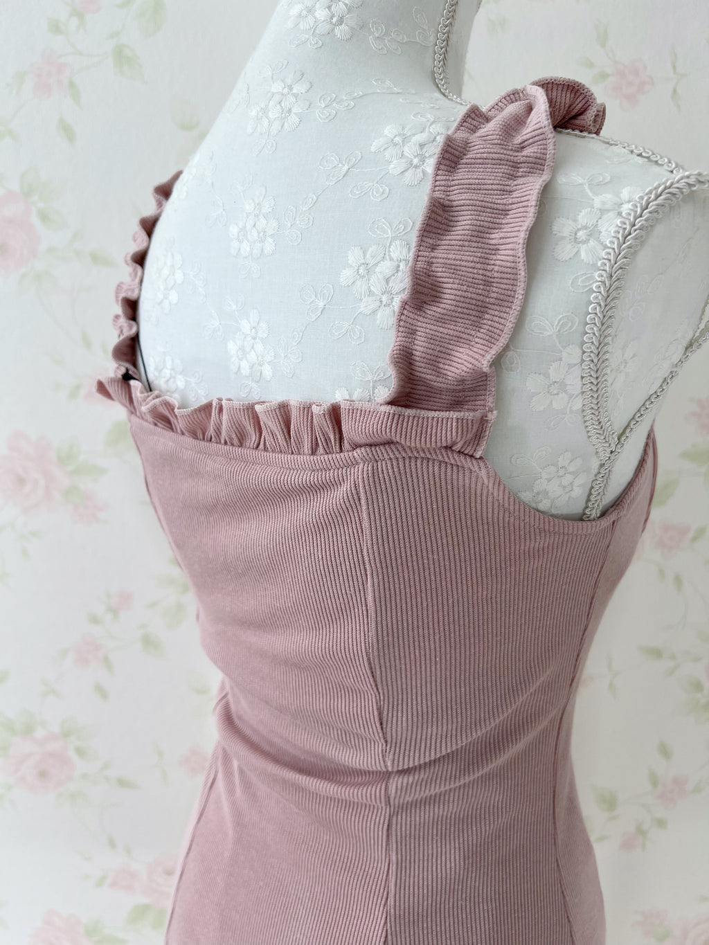 GRL Dolly Frilled Strap Dress (Pink)