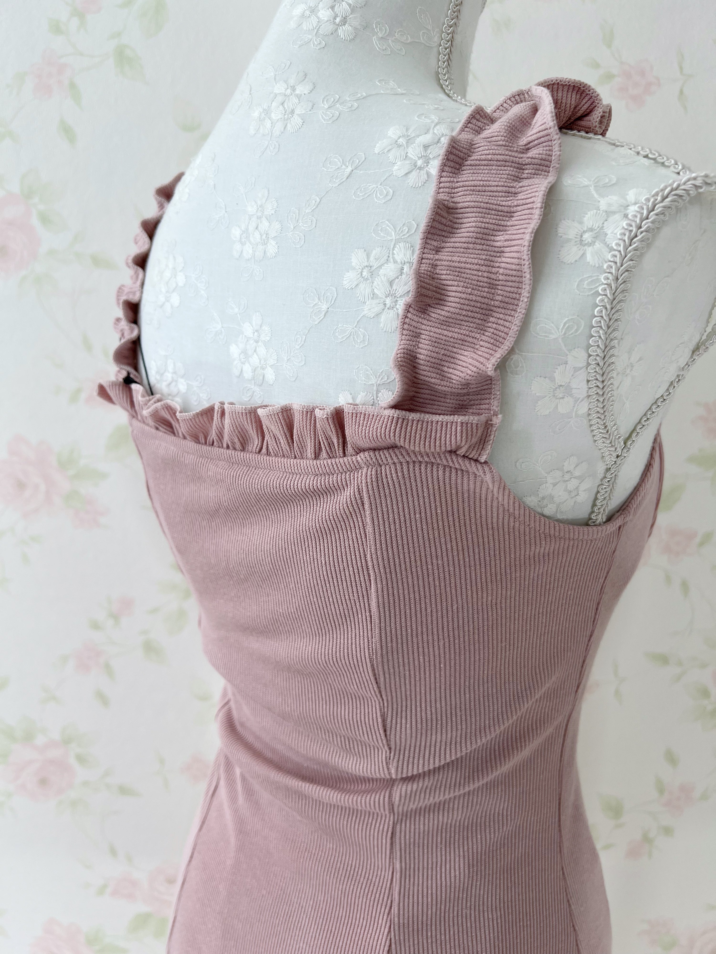 GRL Dolly Frilled Strap Dress (Pink)