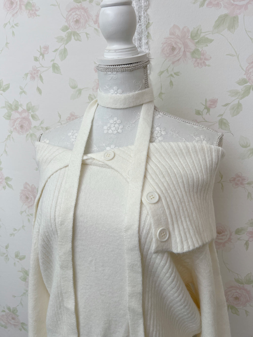 Button Up Choker Sweater (Ivory)