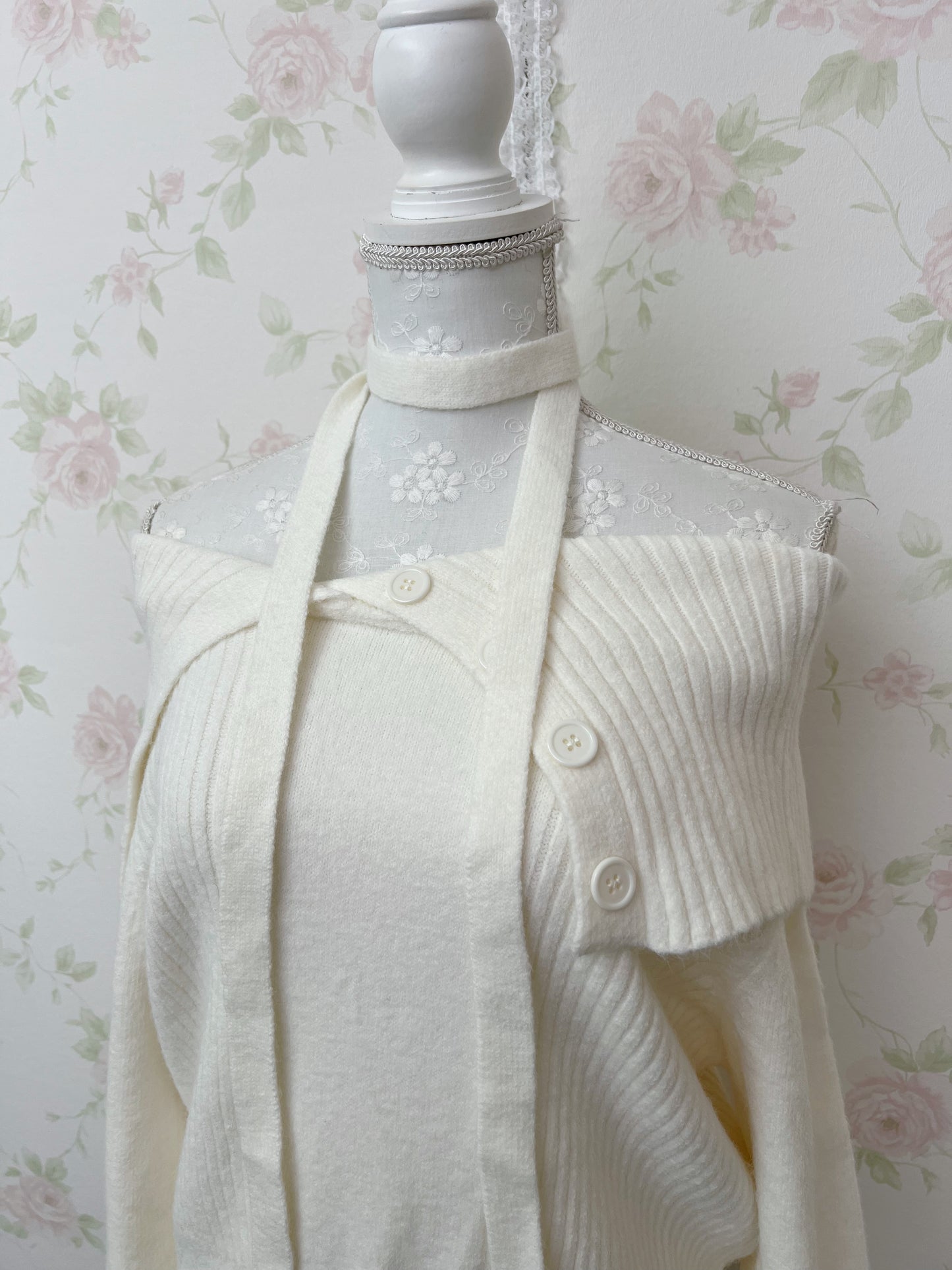 Button Up Choker Sweater (Ivory)