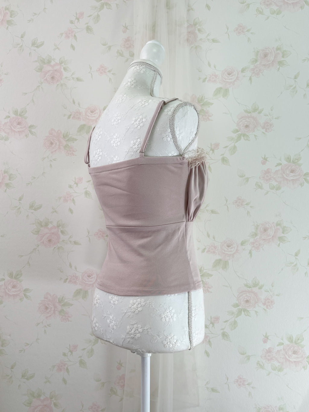 Dream Vision Gathered Petite Bow Camisole Top (Pink)