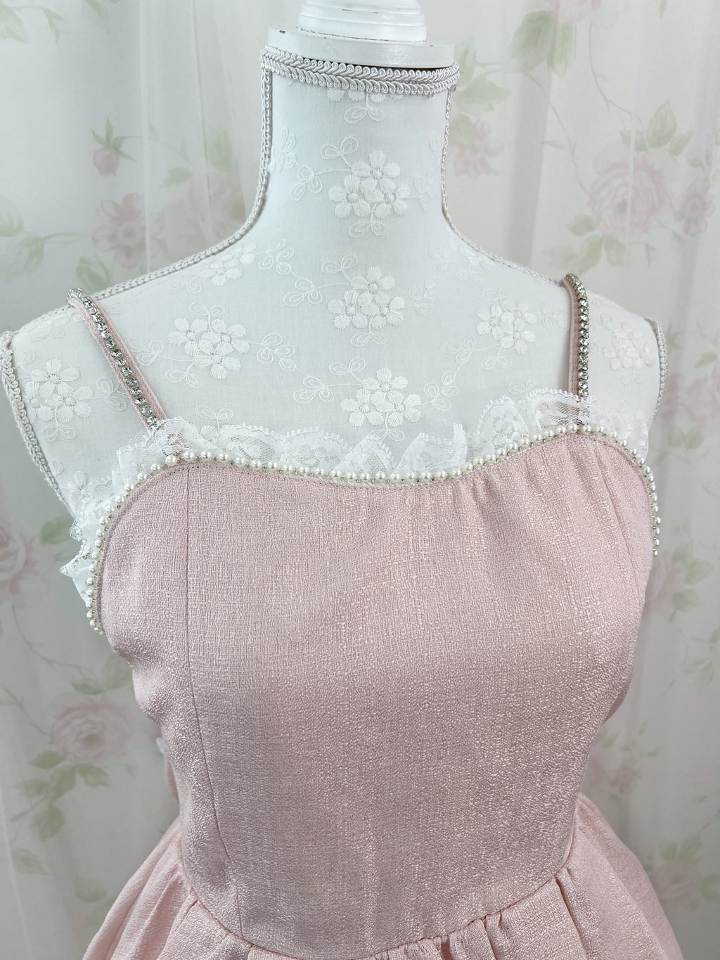 Ank Rouge Crystal Stone Strap Tweed Dress (Pink)