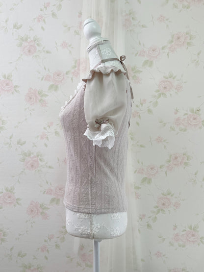 NOEMIE Halter Neck Laced Up Back Top (Grayish Pink)