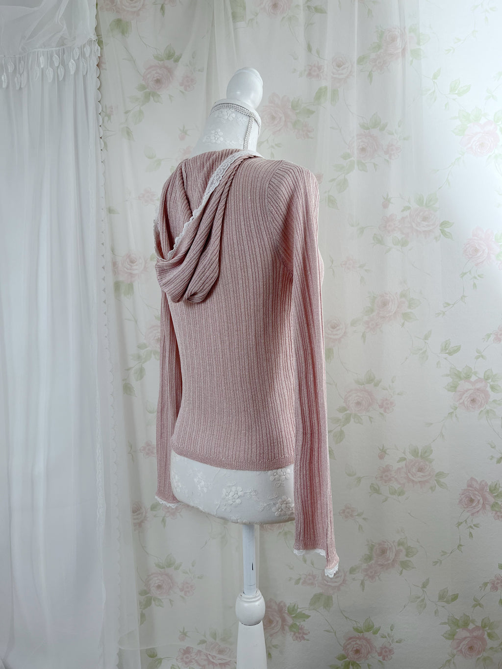 Pink Strawberry Lace Sleeve Hoodie