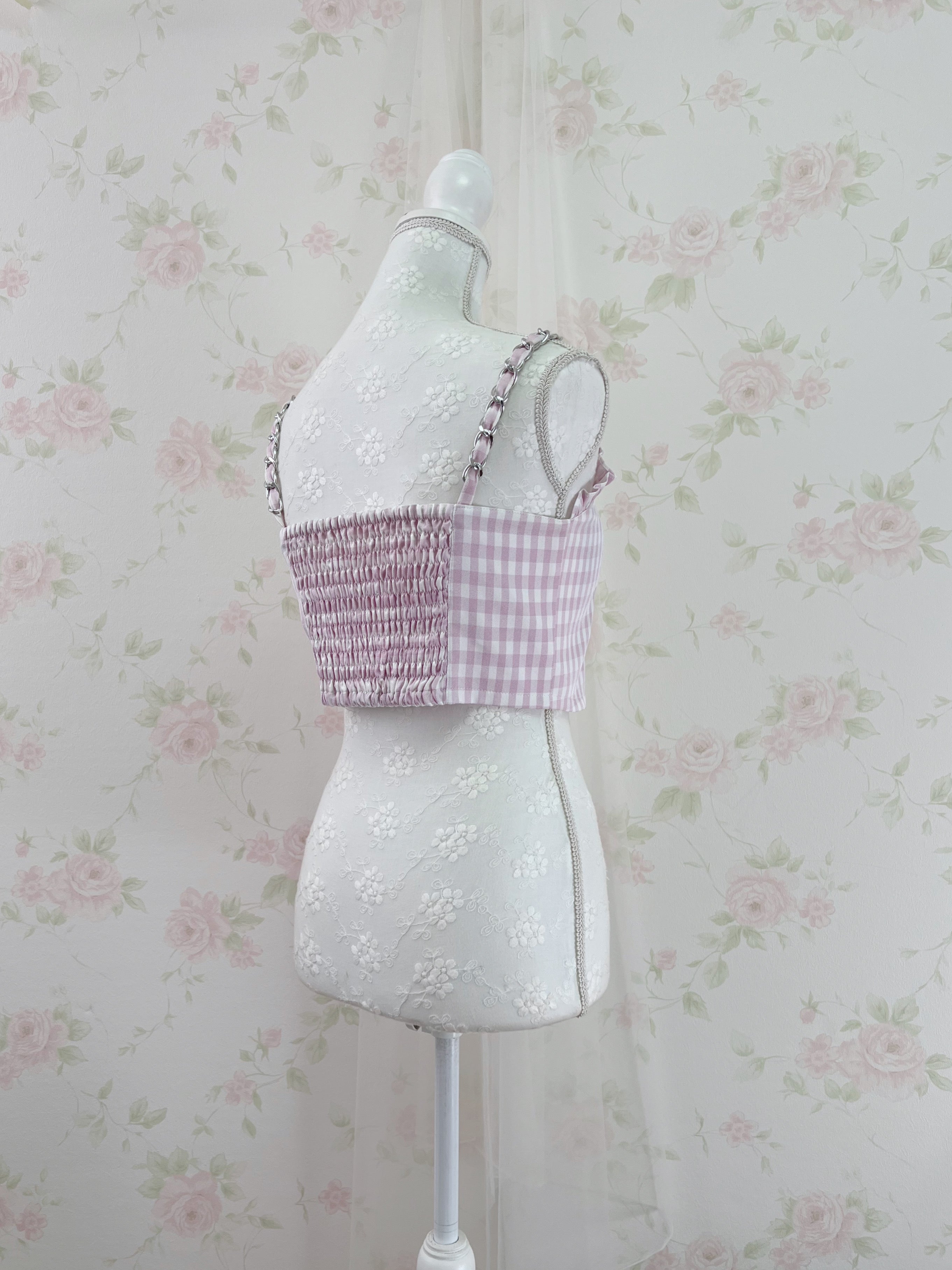 Ank Rouge Gingham Checked Bustier (Pink)