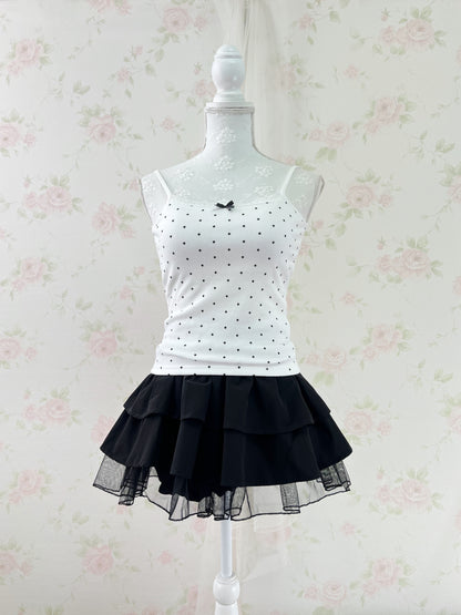 GRL Tulle Hem Tiered Skirt (Black)