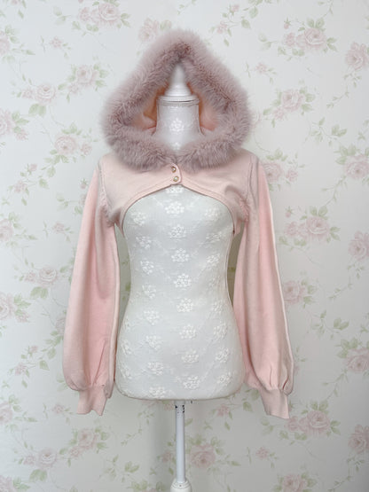 apres jour Eco Fur Short Hoodie (Pink)