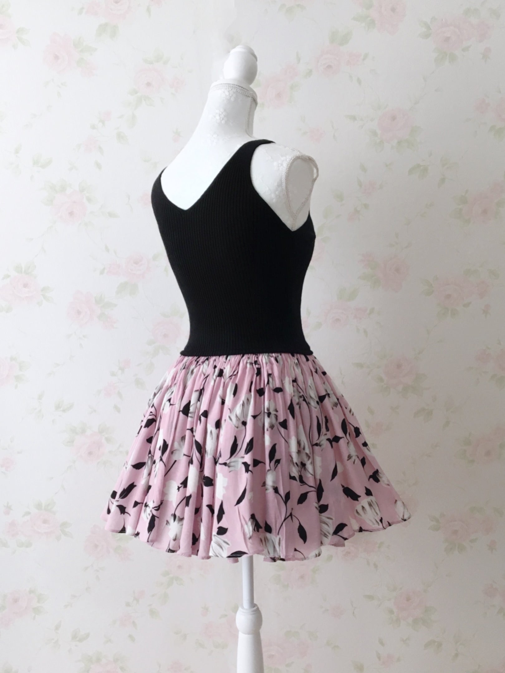 SNIDEL Knit Top Angora Mix Floral Dress