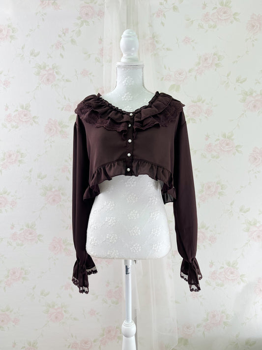 axes femme Lacy Bolero Blouse (Chocolate)