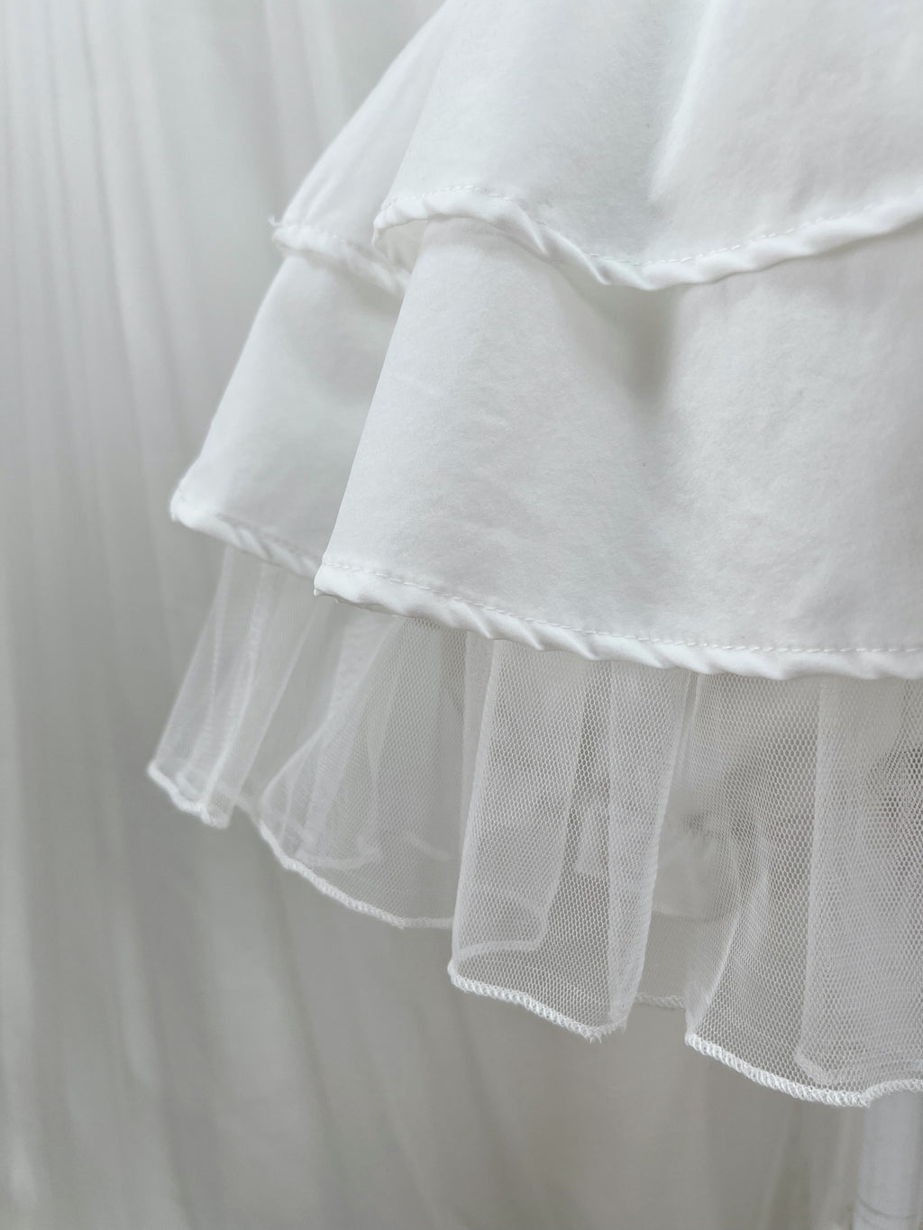Tulle Hem Tiered Skirt (White)