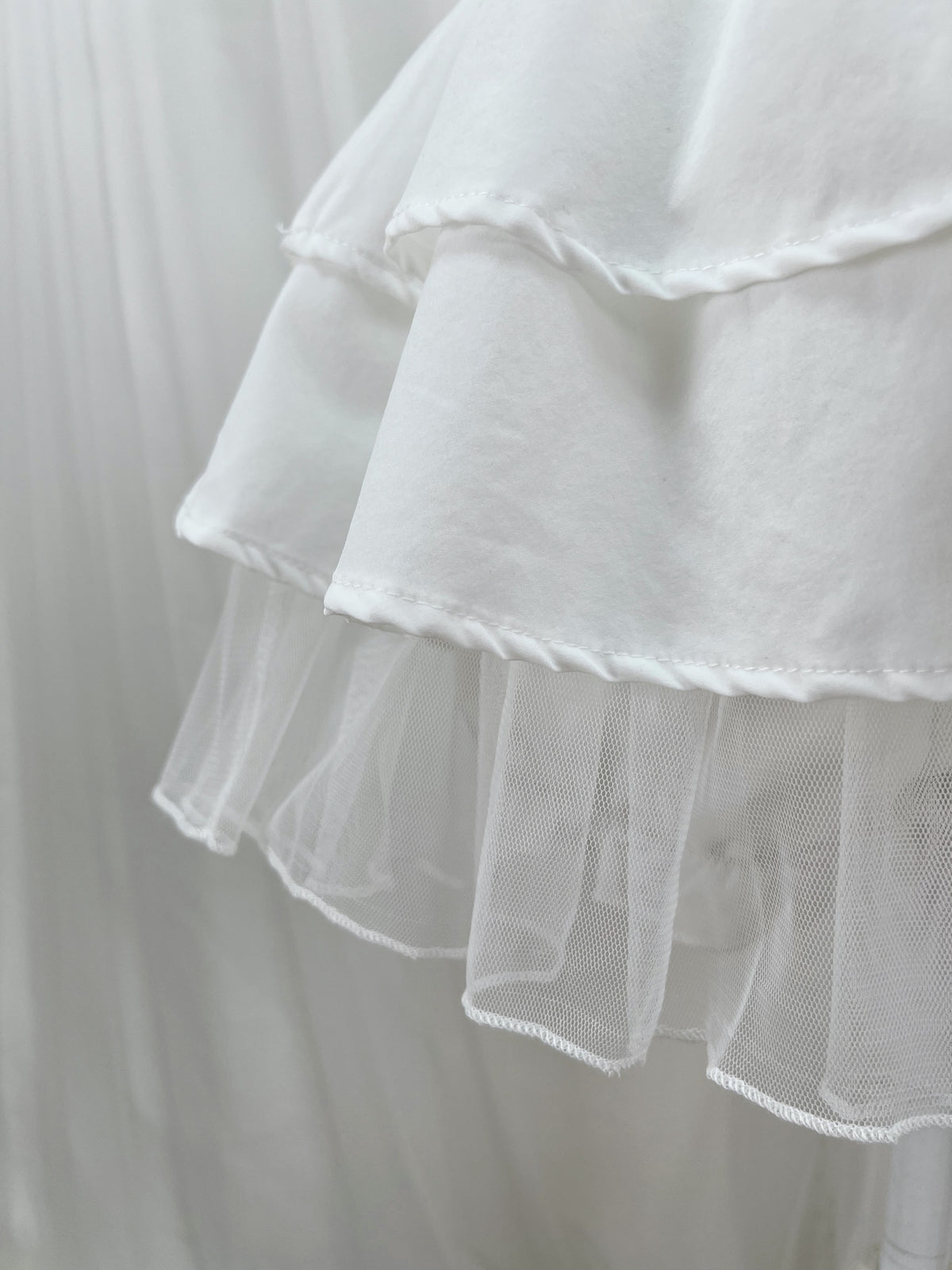 Tulle Hem Tiered Skirt (White)