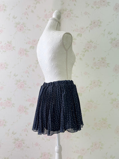 Honey’s Pleated Polka Dot Skirt (Navy)