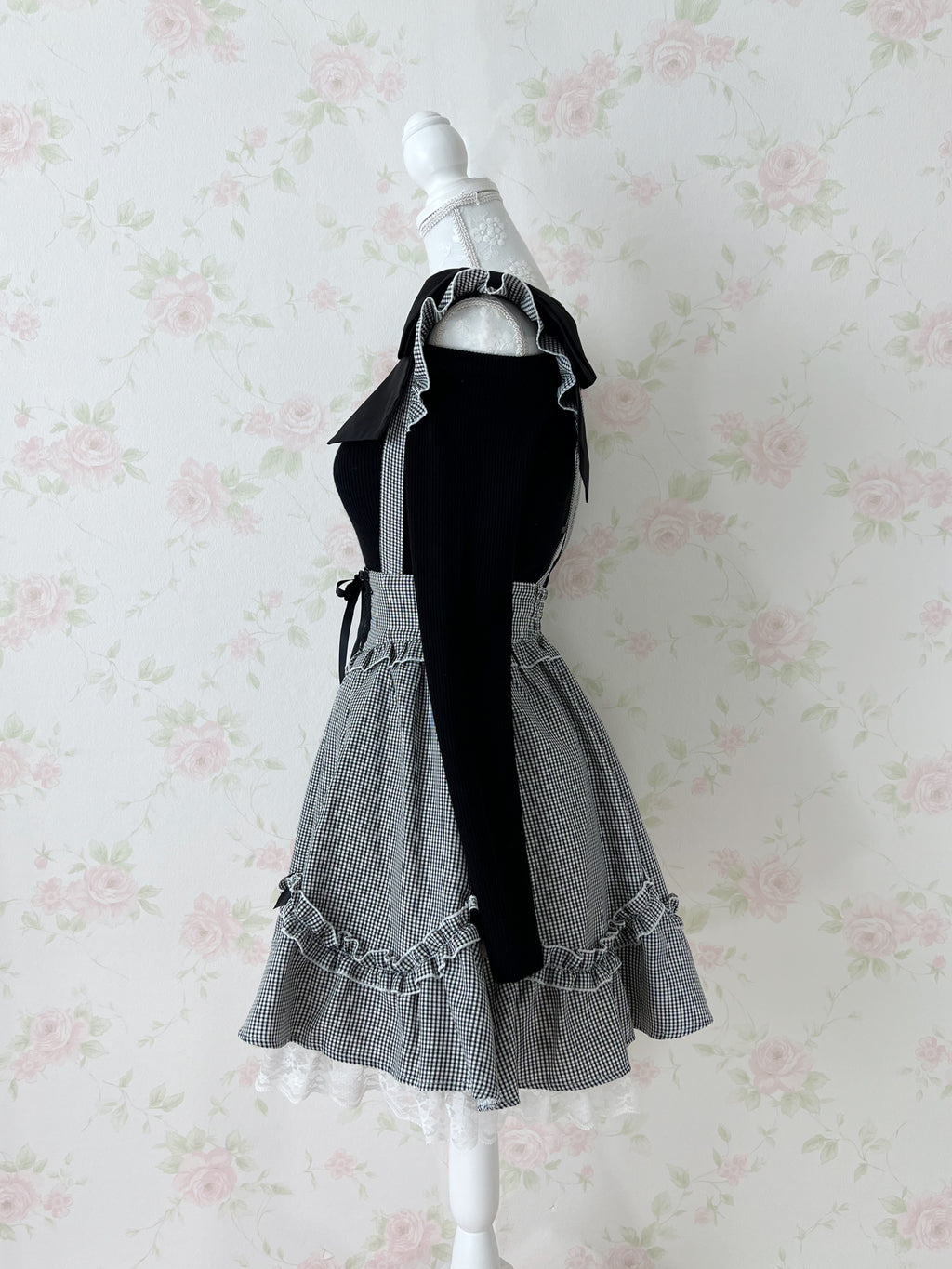 Shoulder Bow Knit Top (Black)