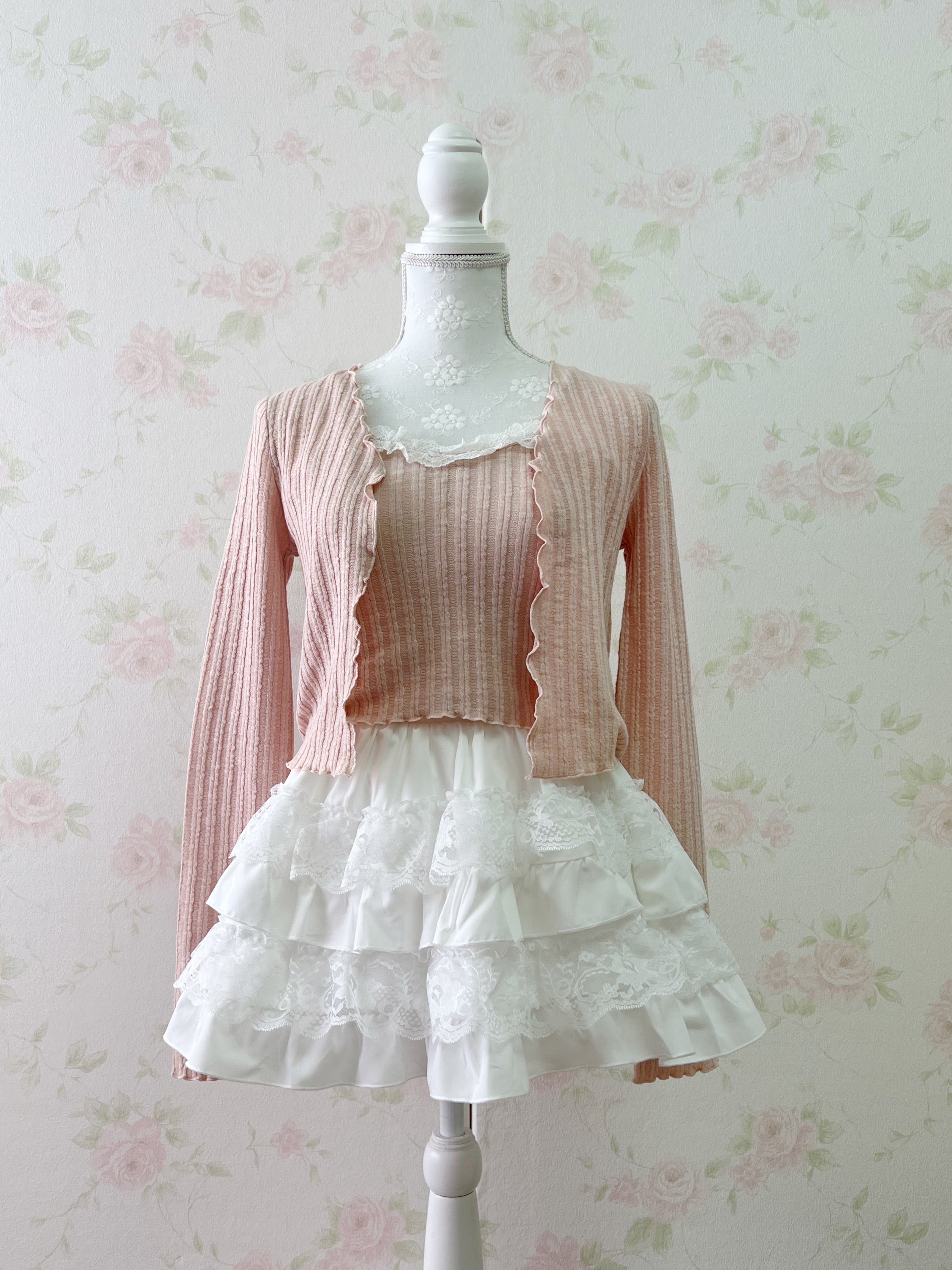 Shoujo Camisole Set Cardigan (Pink)