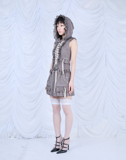 AVENCHUMU Ribbon pocket studded sweat skirt