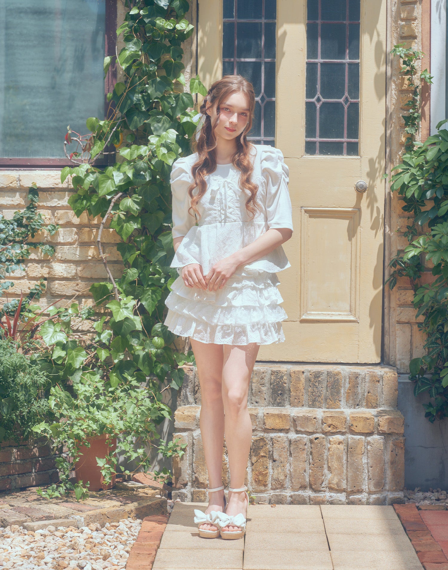 (Pre-order) mellfy memory Milky gingham tutu skirt pants
