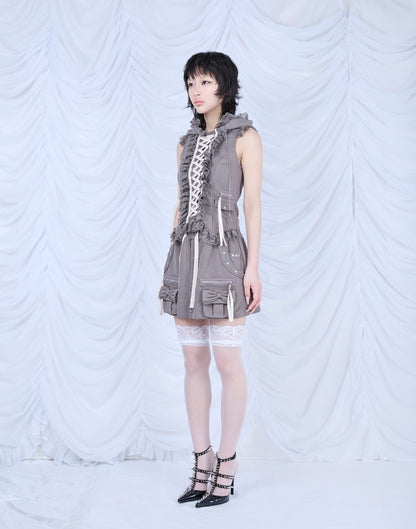 AVENCHUMU Ribbon pocket studded sweat skirt