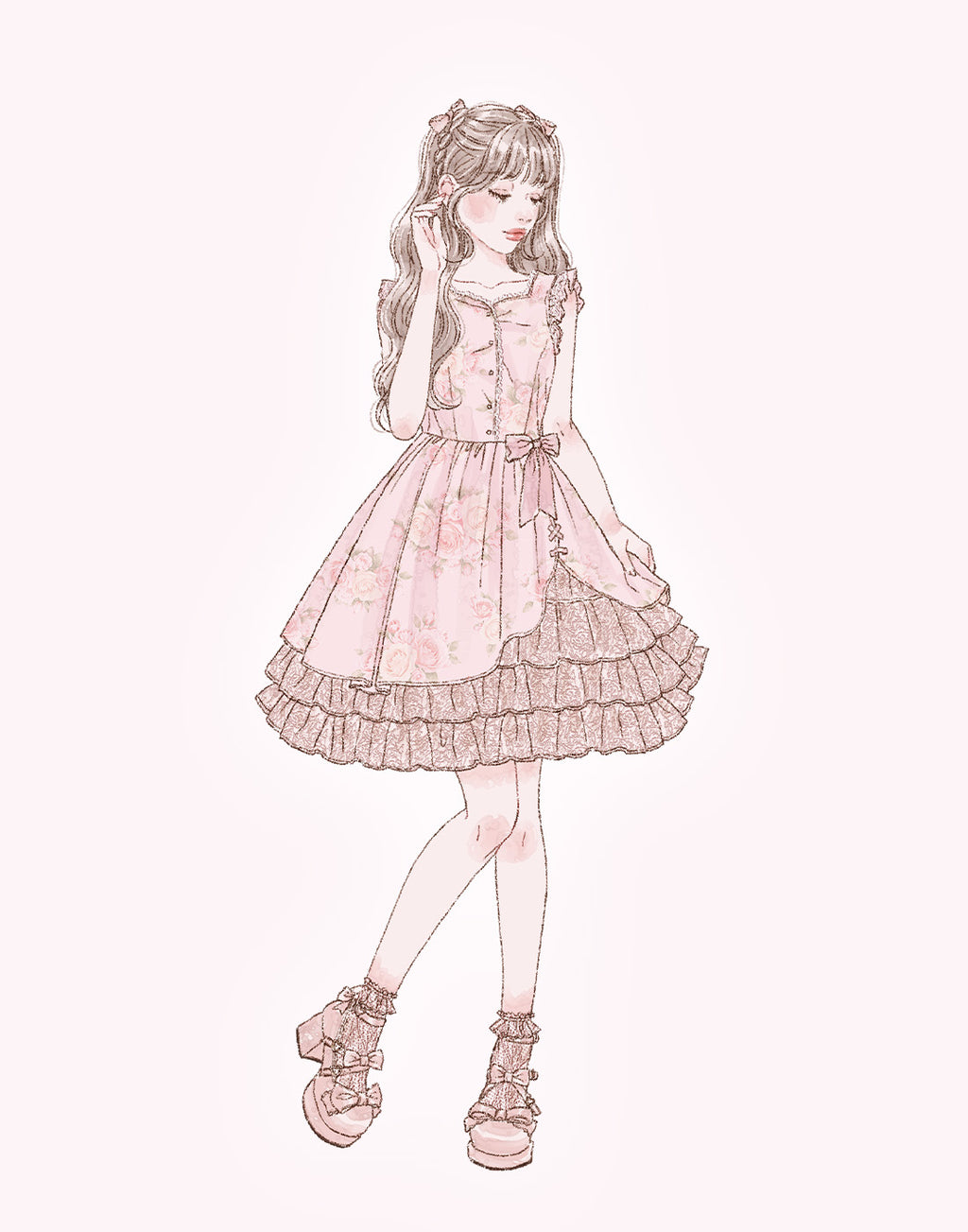 (Pre-order) mellfy memory Love in rosy rose onepiece