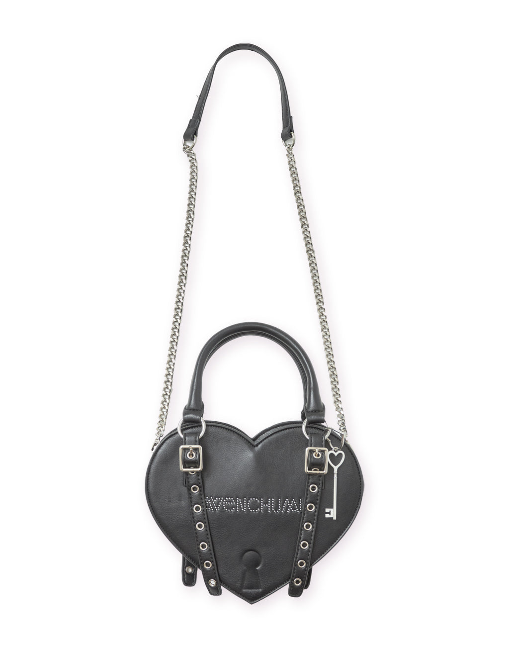Lock the heart key ring chain bag