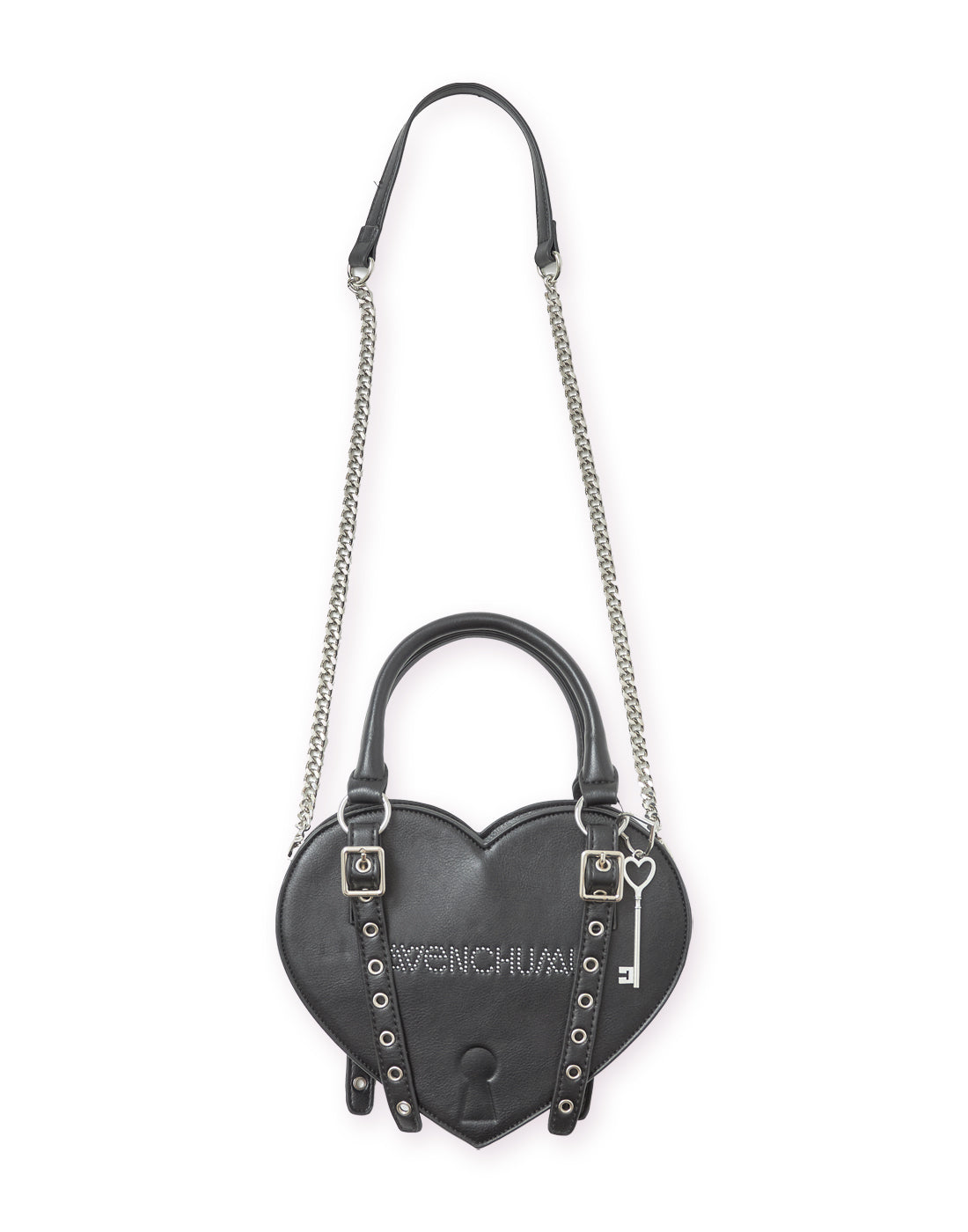 Lock the heart key ring chain bag