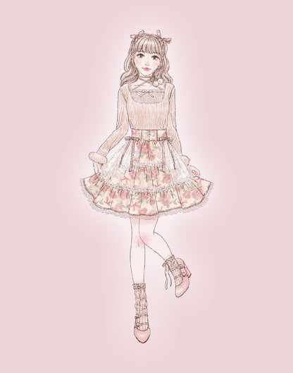 mellfy memory Ribbon Pompom Choker Angel knit