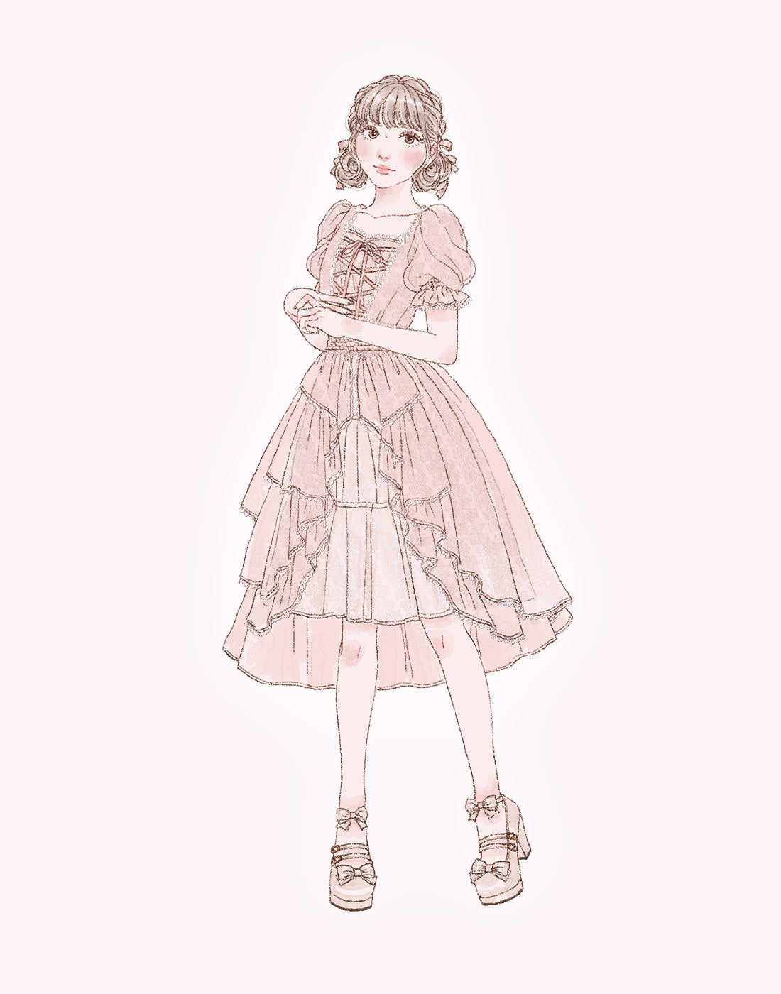 mellfy memory Fairy ruffle long lace onepiece