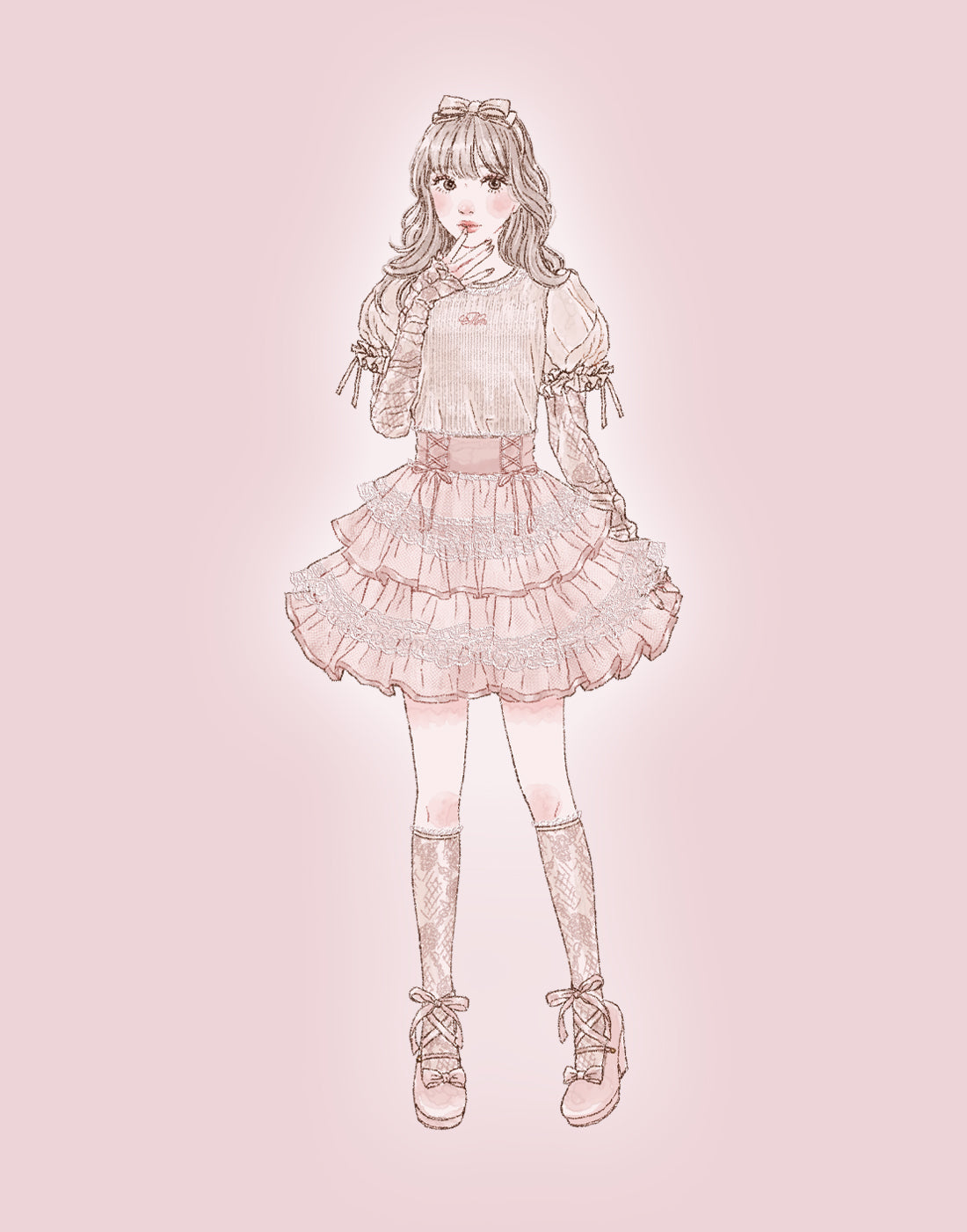 mellfy memory Feather Lace layered puff tops