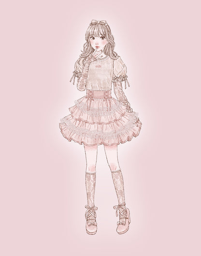 mellfy memory Feather Lace layered puff tops