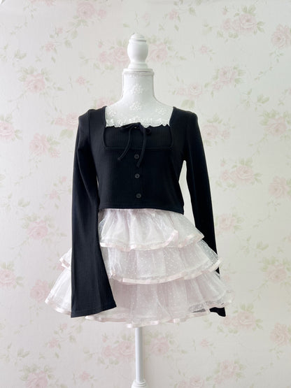 (Pre-order) GRL Lace York Shoujo Long Sleeved Top (Black)