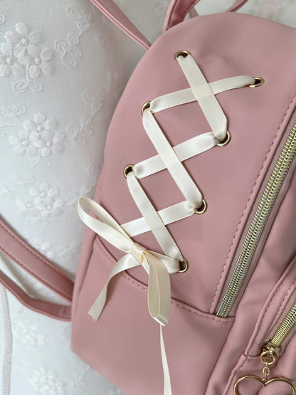 (22% OFF)Bunny Side Laced Up Backpack (Pink)