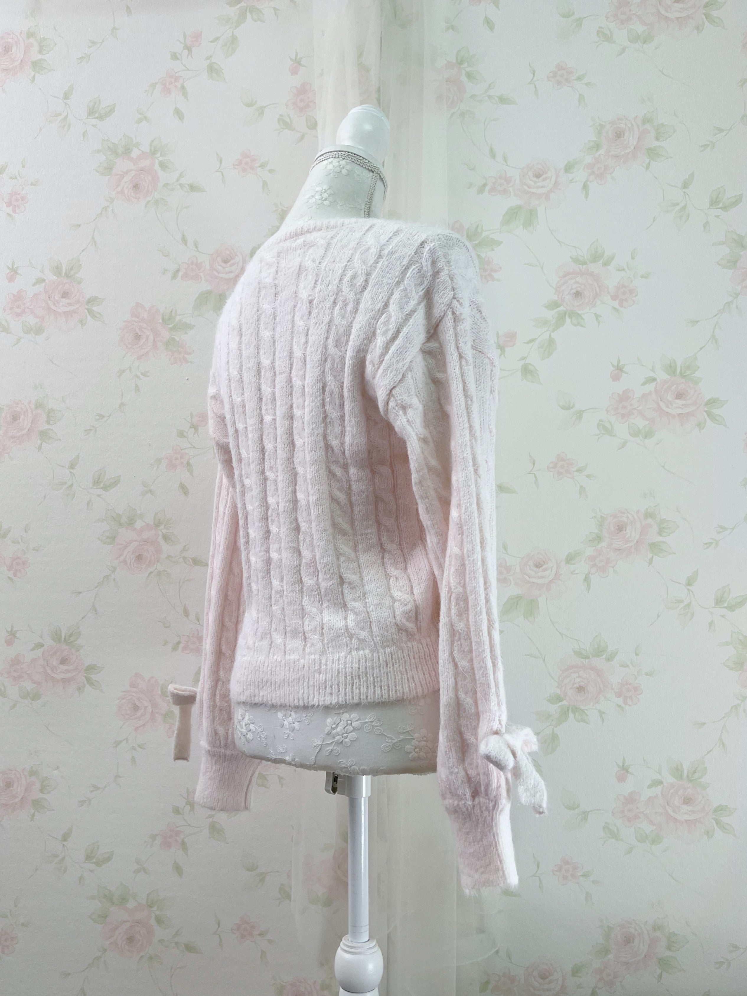 Shoujo Bow Sleeve Marshmallow Sweater (Baby Pink)