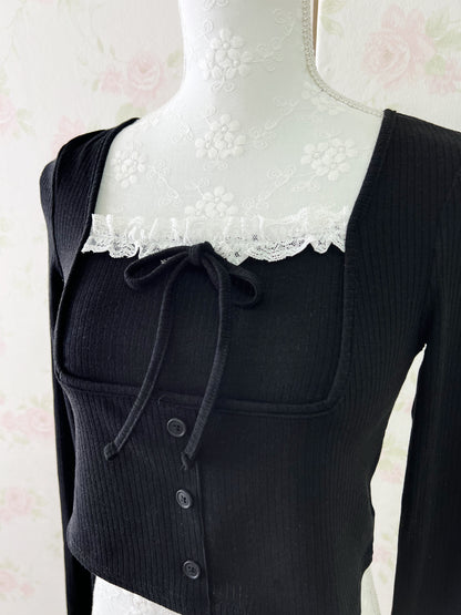 (Pre-order) GRL Lace York Shoujo Long Sleeved Top (Black)
