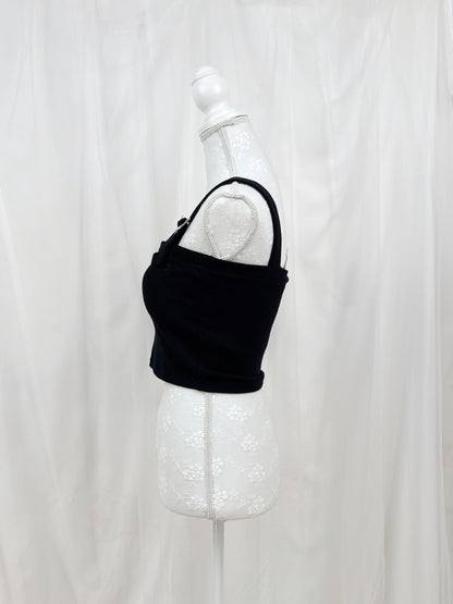 Buckle Strap Top With Cups (Black)